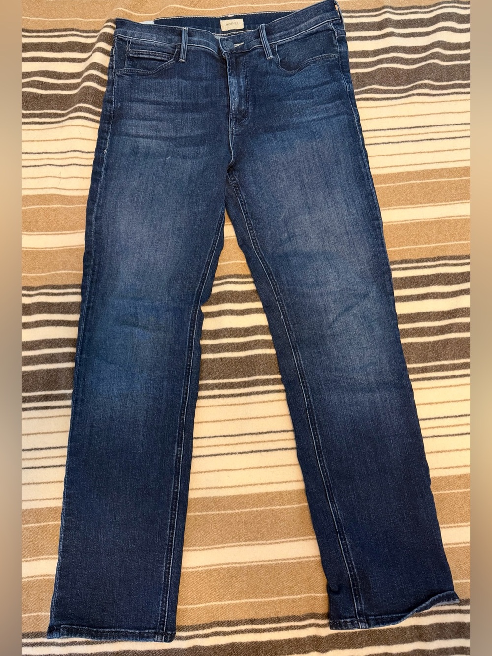 MOTHER Dark Blue Straight-Leg Jeans